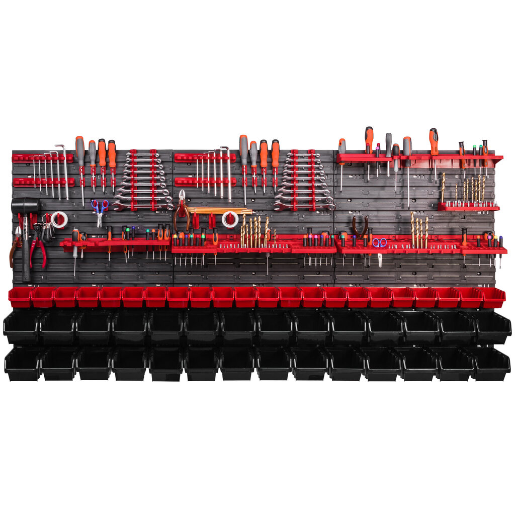 Työkalu seinä 1728 x 780 mm pinoamislaatikot työkaluteline seinälevy asennuskiskot autotalli varastointi työpaja harrastus (68 laatikkoa musta) hinta ja tiedot | Työkalupakit ja muu työkalujen säilytys | hobbyhall.fi