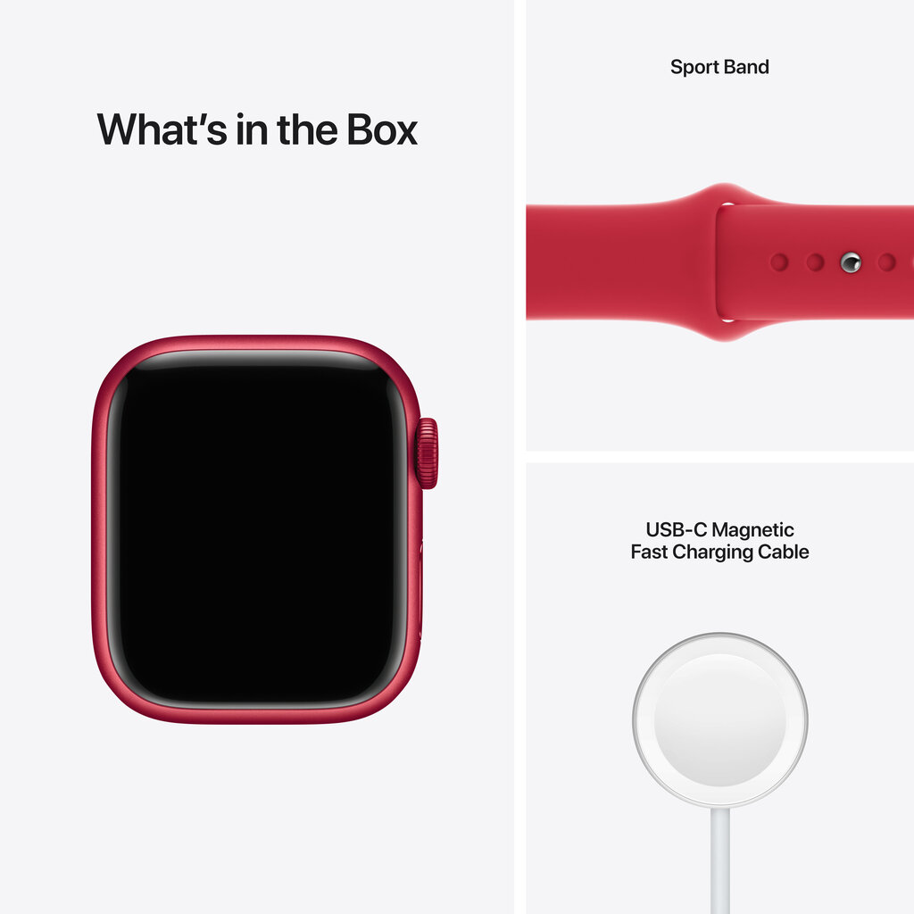Apple Watch Series 7 GPS + Cellular, 45mm (PRODUCT)RED alumiinikuori ,(PRODUCT)RED urheiluranneke - MKJU3 hinta ja tiedot | Älykellot | hobbyhall.fi