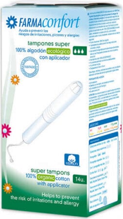 tamponit applikaattorilla farmaconfort cotton size super, 14 kpl hinta ja tiedot | Tamponit ja terveyssiteet | hobbyhall.fi