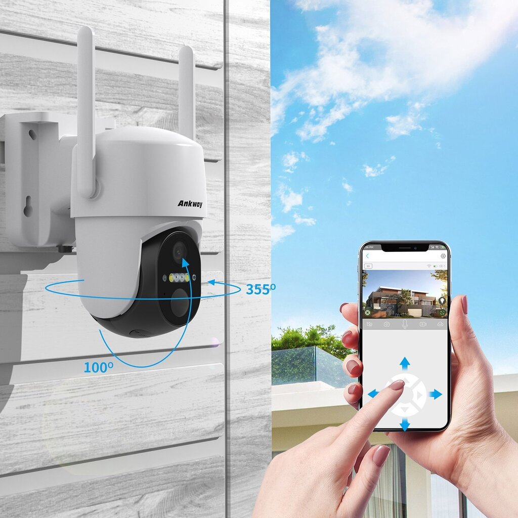 WiFi-kamera Android/iOS-ohjauksella ja aurinkopaneelilla, valkoinen hinta ja tiedot | Videokamerat | hobbyhall.fi