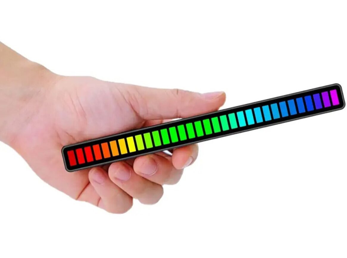 RGB-äänivaste USB LED monivärinen neonvalo, musta hinta ja tiedot | Juhlakoristeet | hobbyhall.fi