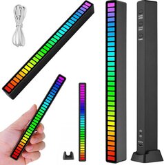 RGB-äänivaste USB LED monivärinen neonvalo, musta hinta ja tiedot | Juhlakoristeet | hobbyhall.fi