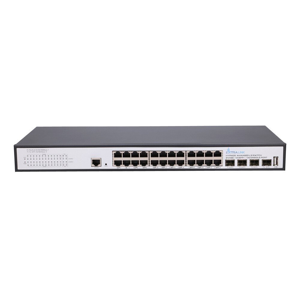 Extralink Hypnos hallittava kytkin 24x RJ45 1000Mb/s, 4x SFP+, L3 hinta ja tiedot | Kytkimet ja pistorasiat | hobbyhall.fi