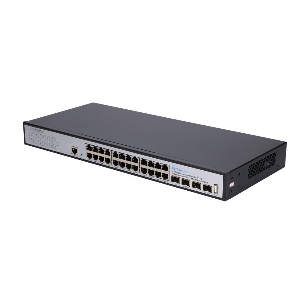 Extralink Hypnos hallittava kytkin 24x RJ45 1000Mb/s, 4x SFP+, L3 hinta ja tiedot | Kytkimet ja pistorasiat | hobbyhall.fi