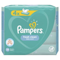 PAMPERS Fresh Clean puhdistusliinat, 4x52 kpl hinta ja tiedot | Vauvojen kosteuspyyhkeet | hobbyhall.fi