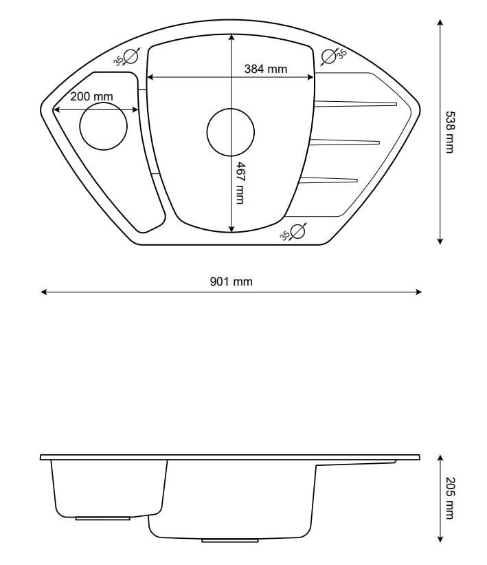 Graniittitiskialtaan kulmasifoni kulta Granitan hinta ja tiedot | Keittiöaltaat | hobbyhall.fi