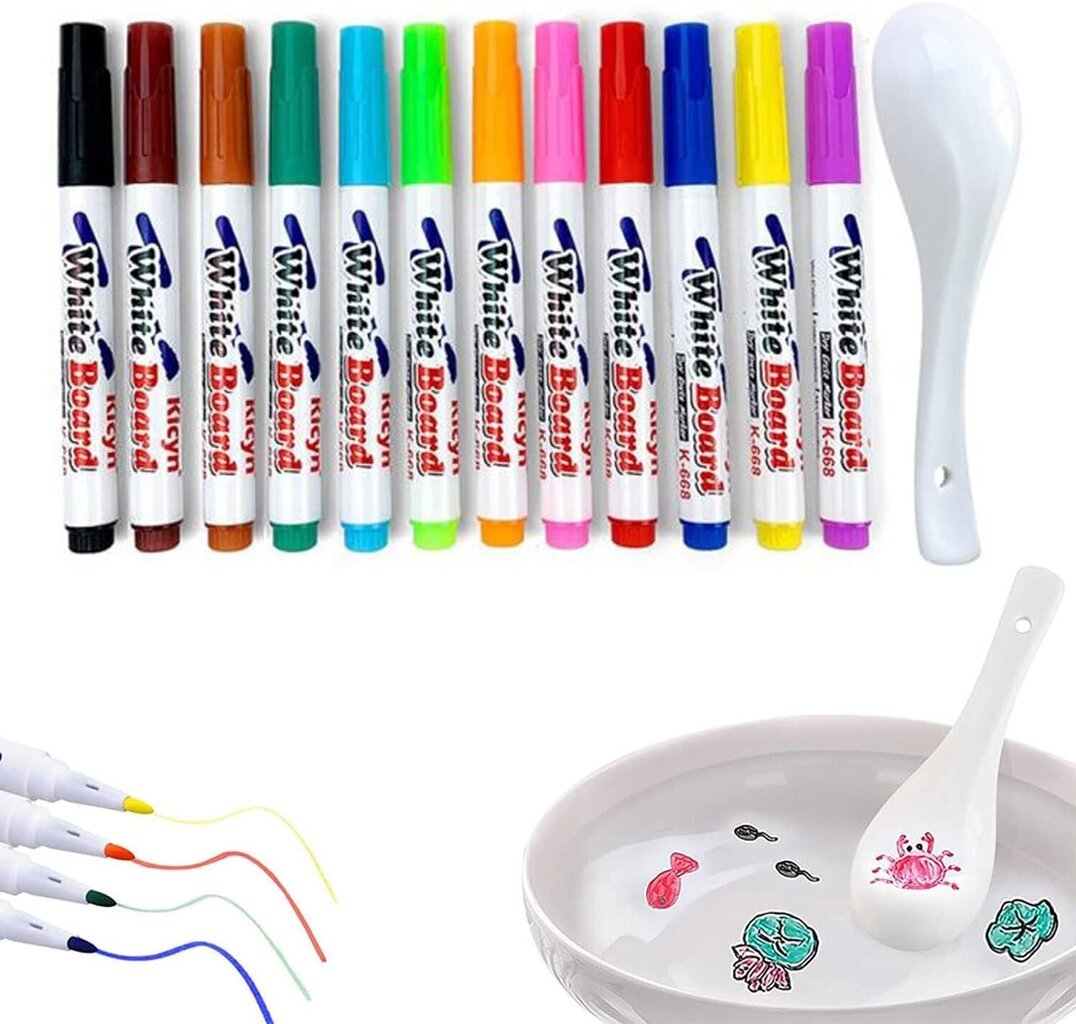 Alkyne Magic Water Painting Pen, 12 väriä hinta ja tiedot | Kirjoitusvälineet | hobbyhall.fi