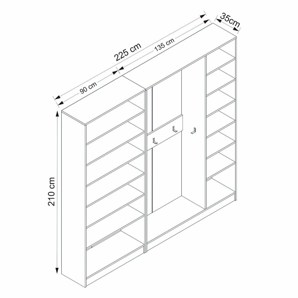 Eteisen kaappi Asir Noah 8234, valkoinen hinta ja tiedot | Eteisen kaapit | hobbyhall.fi