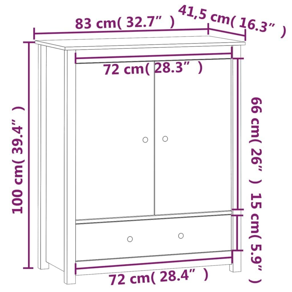 vidaXL Kaappi 83x41,5x100 cm täysi mänty hinta ja tiedot | Lipastot | hobbyhall.fi