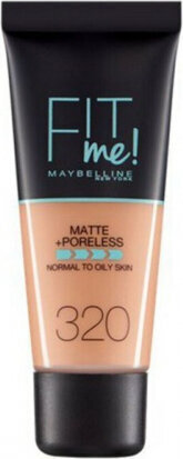 maybelline fit me matte & poreless foundation, 320 natural, 30ml hinta ja tiedot | Meikkivoiteet ja puuterit | hobbyhall.fi