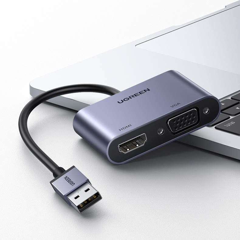 USB HDMI + VGA adapteri, harmaa hinta ja tiedot | Adapterit | hobbyhall.fi