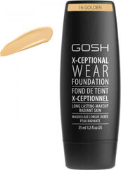 gosh x-ceptional wear foundation, 16 golden, 35 ml hinta ja tiedot | Meikkivoiteet ja puuterit | hobbyhall.fi