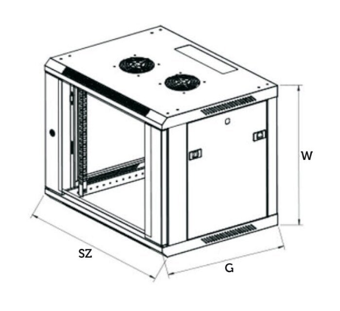 Kaksiosainen seinäkaappi 12U 600x600, musta hinta ja tiedot | Palvelimet | hobbyhall.fi