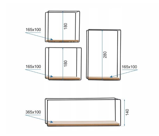 Loft-hylly 60x40cm CFZL-TSF012 hinta ja tiedot | Hyllyt | hobbyhall.fi