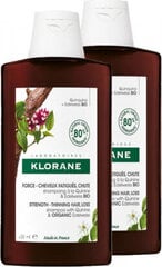 vahvistava shampoo klorane shampoo, jossa on kiniini ja edelweiss bio, 2x400ml hinta ja tiedot | Shampoot | hobbyhall.fi