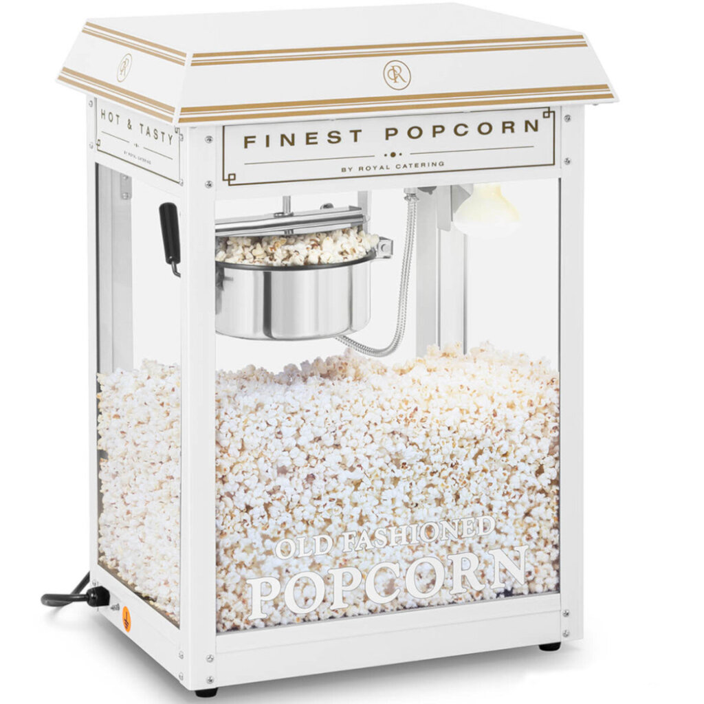 Teflonilla päällystetty popcorn-kone, 1600 W, 5-6 kg/h, valkoinen/kulta hinta ja tiedot | Keittiövälineet | hobbyhall.fi