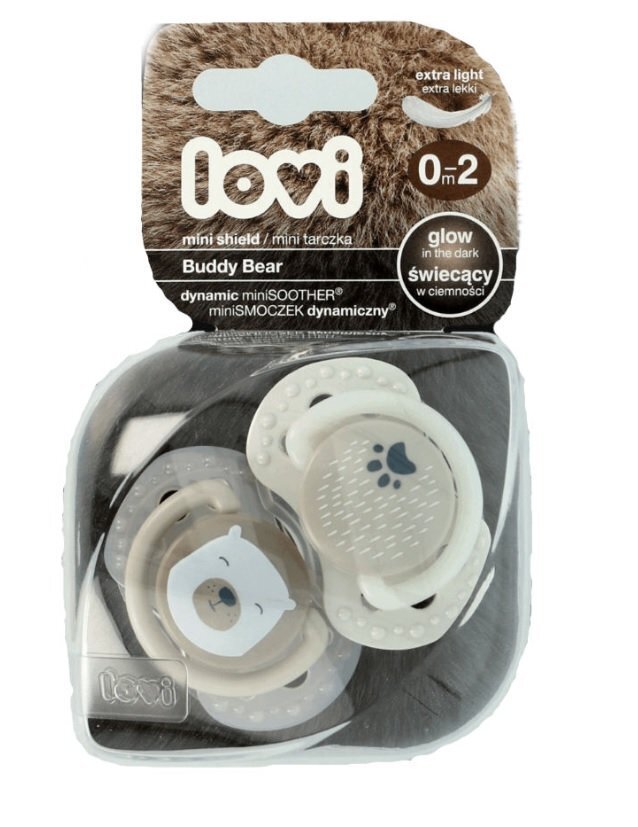 Silikoninen dynaaminen tutti Lovi Buddy Bear 0-2kk 22/862, 2kpl hinta ja tiedot | Tutit | hobbyhall.fi