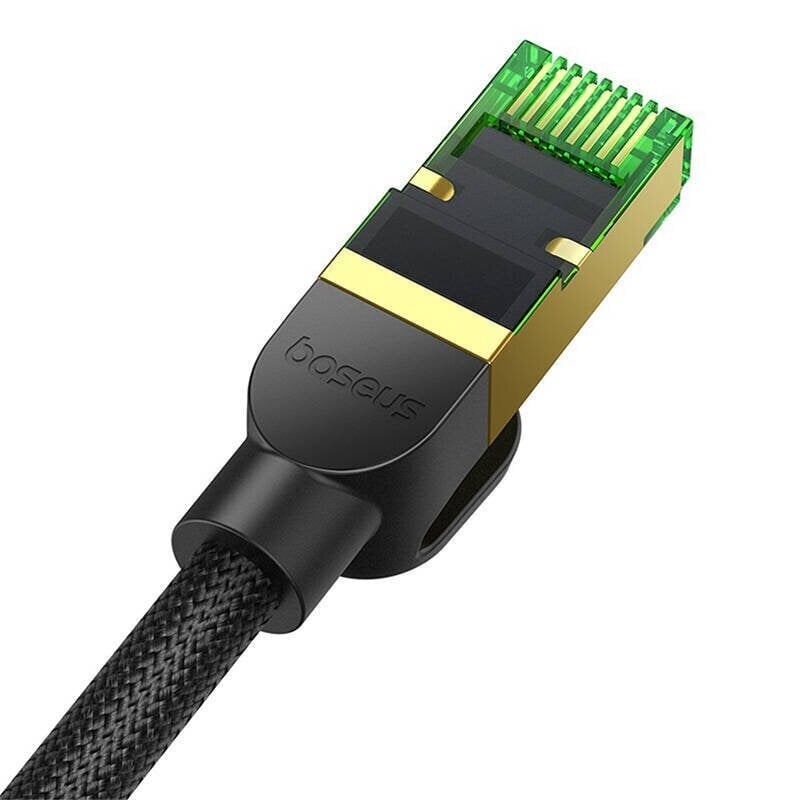 Nopea LAN-verkkokaapeli RJ45 Cat.8 40Gbps punottu 10m, musta hinta ja tiedot | Kaapelit ja adapterit | hobbyhall.fi