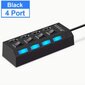 4-porttinen LED USB 2.0 -sovittimen keskitinkytkin musta hinta ja tiedot | Adapterit | hobbyhall.fi