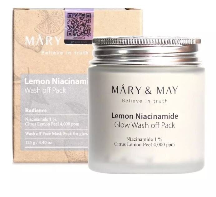 Mary&May Lemon Niacinamide Glow Wash off Pack 125g - värimuutoksia vähentävä kasvonaamio hinta ja tiedot | Kasvonaamiot ja silmänalusaamiot | hobbyhall.fi