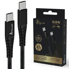 Nopea lataus USB-C kaapeli Extralink Smart Life 100W, 2m, musta hinta ja tiedot | Kaapelit ja adapterit | hobbyhall.fi