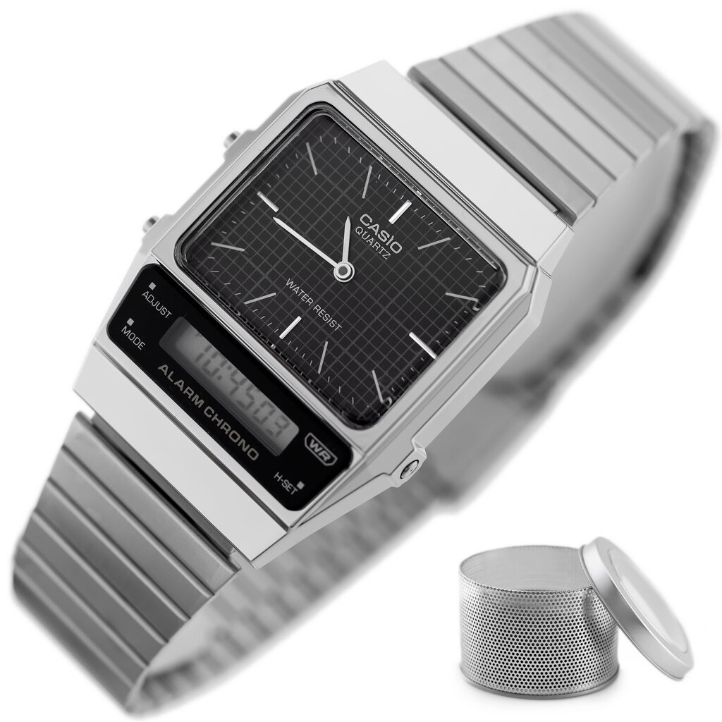 Unisex-kello Casio Vintage Dual Time, hopea hinta ja tiedot | Naisten kellot | hobbyhall.fi