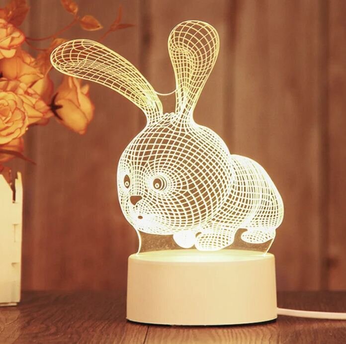 Geekeo 3D akryyli Rabbit pöytävalaisin lämmin valkoinen hinta ja tiedot | Pöytävalaisimet | hobbyhall.fi