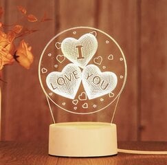 Geekeo 3D akryylipöytävalaisin I Love You, lämmin valkoinen hinta ja tiedot | Pöytävalaisimet | hobbyhall.fi