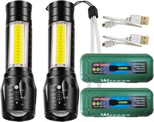 Wrrozz LED USB Mini taskulamppu, 2 kpl. hinta ja tiedot | Taskulamput ja valonheittimet | hobbyhall.fi