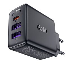 GaN-laturi 3-porttinen USB-A ja USB-C, musta hinta ja tiedot | Puhelimen laturit | hobbyhall.fi