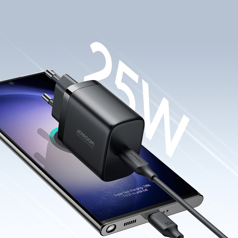 Nopea pieni USB-C 25W laturi 1m USB-C kaapelilla, musta hinta ja tiedot | Puhelimen laturit | hobbyhall.fi