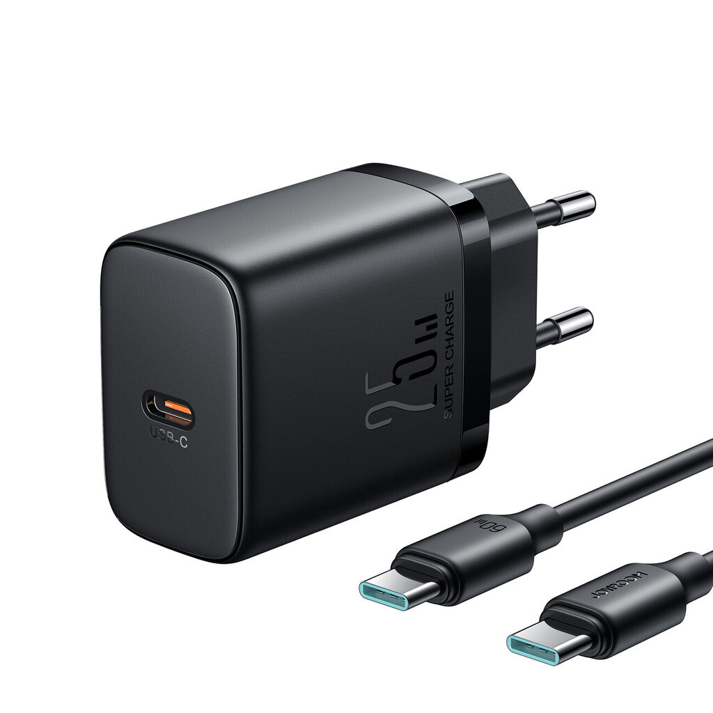 Nopea pieni USB-C 25W laturi 1m USB-C kaapelilla, musta hinta ja tiedot | Puhelimen laturit | hobbyhall.fi