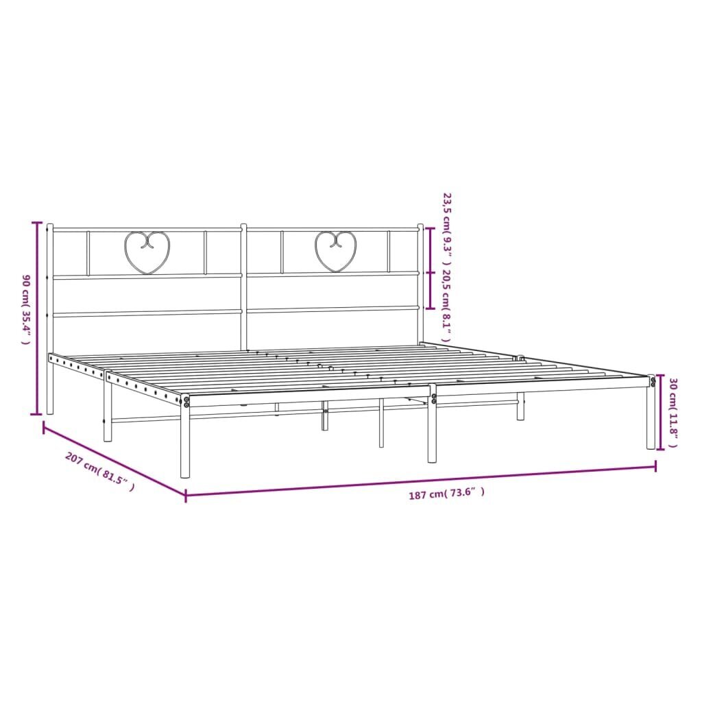 vidaXL Metallinen sängynrunko päädyllä musta 180x200 cm hinta ja tiedot | Sängyt | hobbyhall.fi