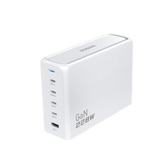 GaN-latausasema 1x USB-A 4x USB-C PD 228W 1,5m kaapelilla, valkoinen hinta ja tiedot | Puhelimen laturit | hobbyhall.fi