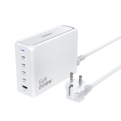 GaN-latausasema 1x USB-A 4x USB-C PD 228W 1,5m kaapelilla, valkoinen hinta ja tiedot | Puhelimen laturit | hobbyhall.fi