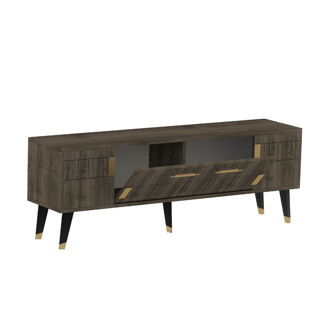 TV-taso Moda - Walnut, Golden hinta ja tiedot | TV-tasot | hobbyhall.fi