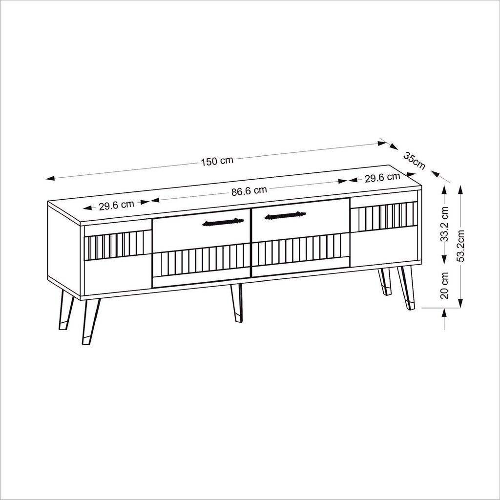 TV-taso Moda - Walnut, Golden hinta ja tiedot | TV-tasot | hobbyhall.fi