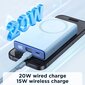 Magnetinen powerbank 10000mAh 20W jalustalla ja Lightning - USB-C kaapelilla, sininen hinta ja tiedot | Varavirtalähteet | hobbyhall.fi