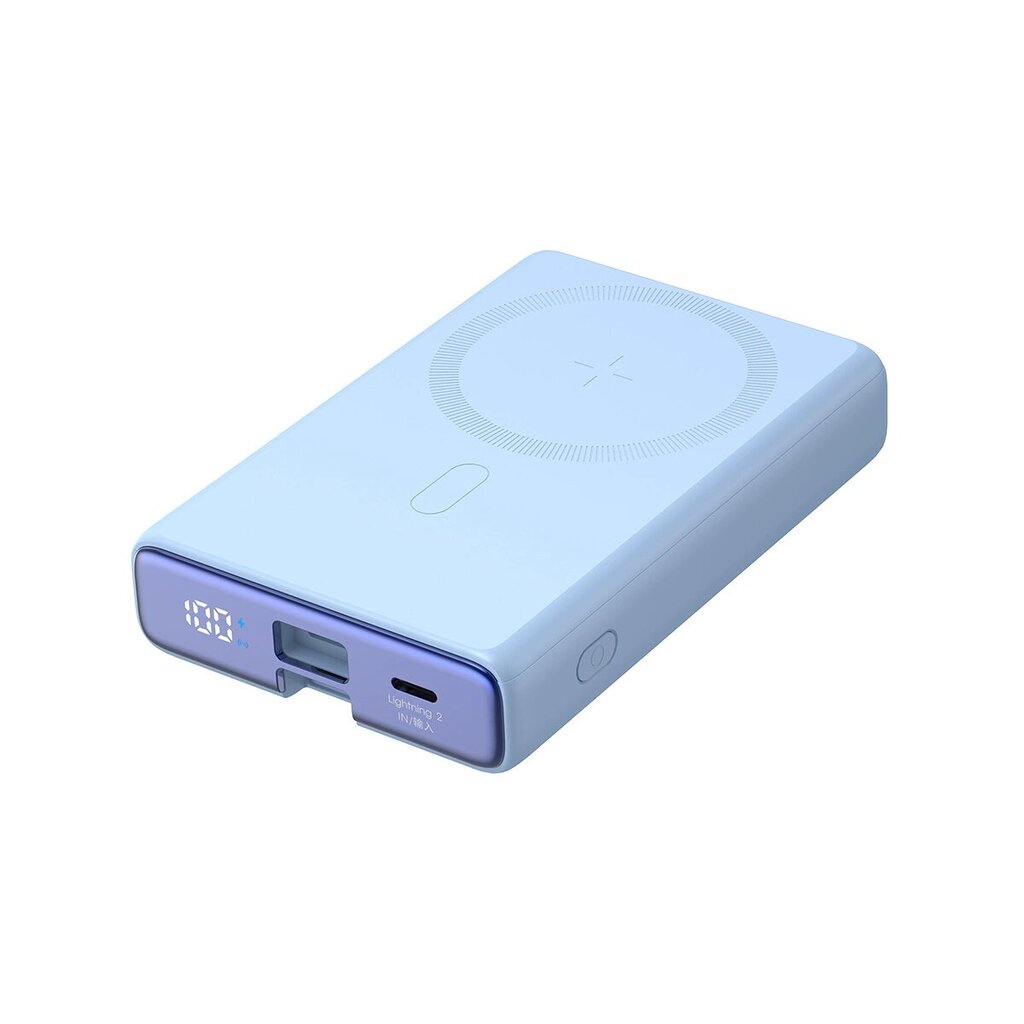 Magnetinen powerbank 10000mAh 20W jalustalla ja Lightning - USB-C kaapelilla, sininen hinta ja tiedot | Varavirtalähteet | hobbyhall.fi