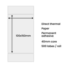 Termiset tarrat 100x150mm, 500 kpl, valkoiset hinta ja tiedot | Puhelimen lisätarvikkeet | hobbyhall.fi