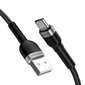 USB-A - USB-C kaapeli nailonipäällysteellä, 2.4A, 2m, musta hinta ja tiedot | Puhelinkaapelit | hobbyhall.fi