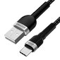 USB-A - USB-C kaapeli nailonipäällysteellä, 2.4A, 2m, musta hinta ja tiedot | Puhelinkaapelit | hobbyhall.fi