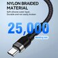 USB-A - USB-C kaapeli nailonipäällysteellä, 2.4A, 2m, musta hinta ja tiedot | Puhelinkaapelit | hobbyhall.fi