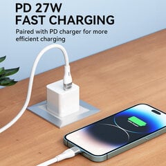 USB-C - Lightning kaapeli iPhone, 27W, 1m, valkoinen hinta ja tiedot | Puhelinkaapelit | hobbyhall.fi