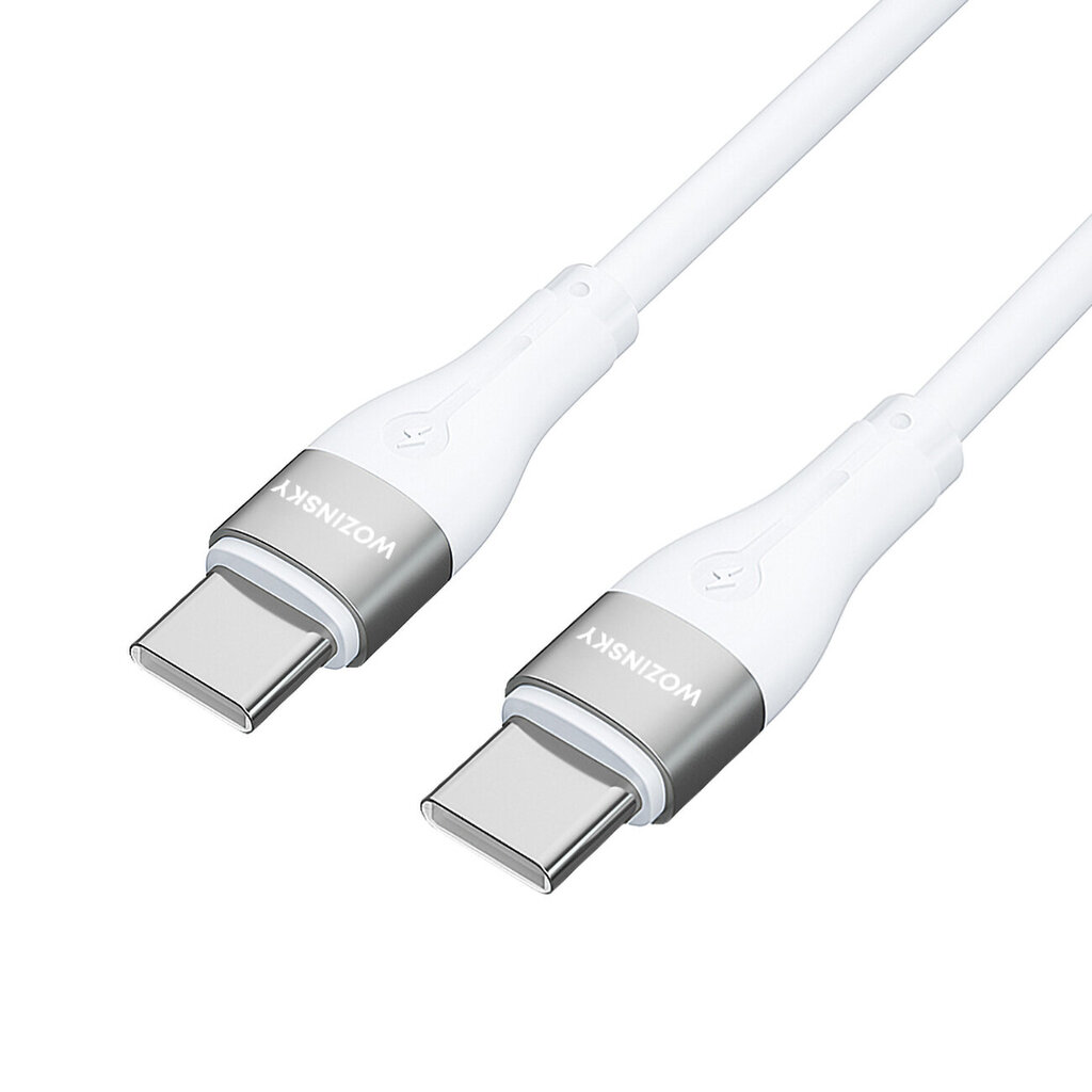 Elastinen USB-C - USB-C kaapeli 65W 2m, valkoinen hinta ja tiedot | Puhelinkaapelit | hobbyhall.fi