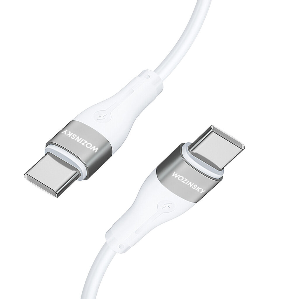 Elastinen USB-C - USB-C kaapeli 65W 2m, valkoinen hinta ja tiedot | Puhelinkaapelit | hobbyhall.fi