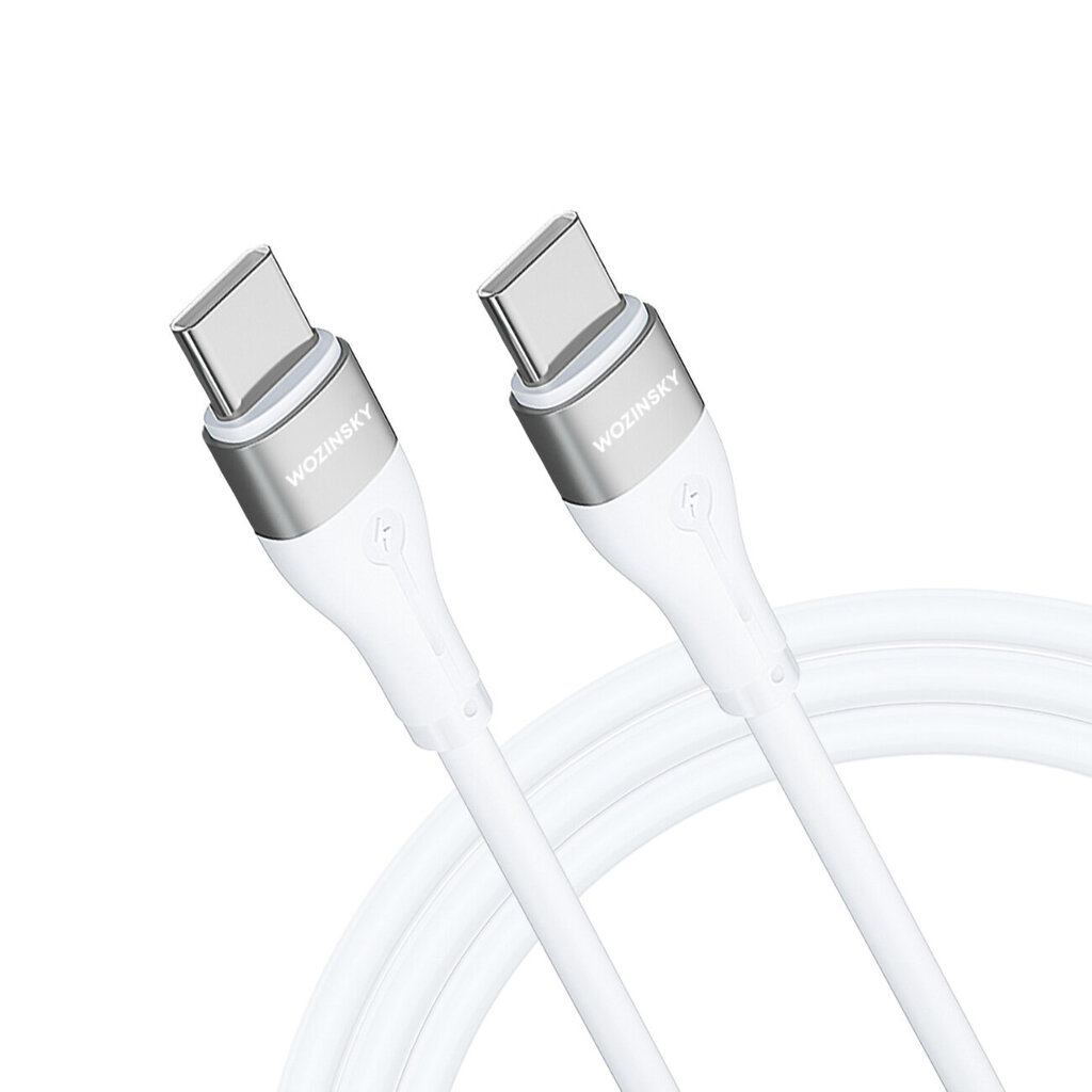 Elastinen USB-C - USB-C kaapeli 65W 2m, valkoinen hinta ja tiedot | Puhelinkaapelit | hobbyhall.fi