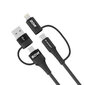 Monikäyttöinen latauskaapeli 4in1 2x USB-C 1x USB-A 1x Lightning 60W 1m, musta hinta ja tiedot | Puhelinkaapelit | hobbyhall.fi