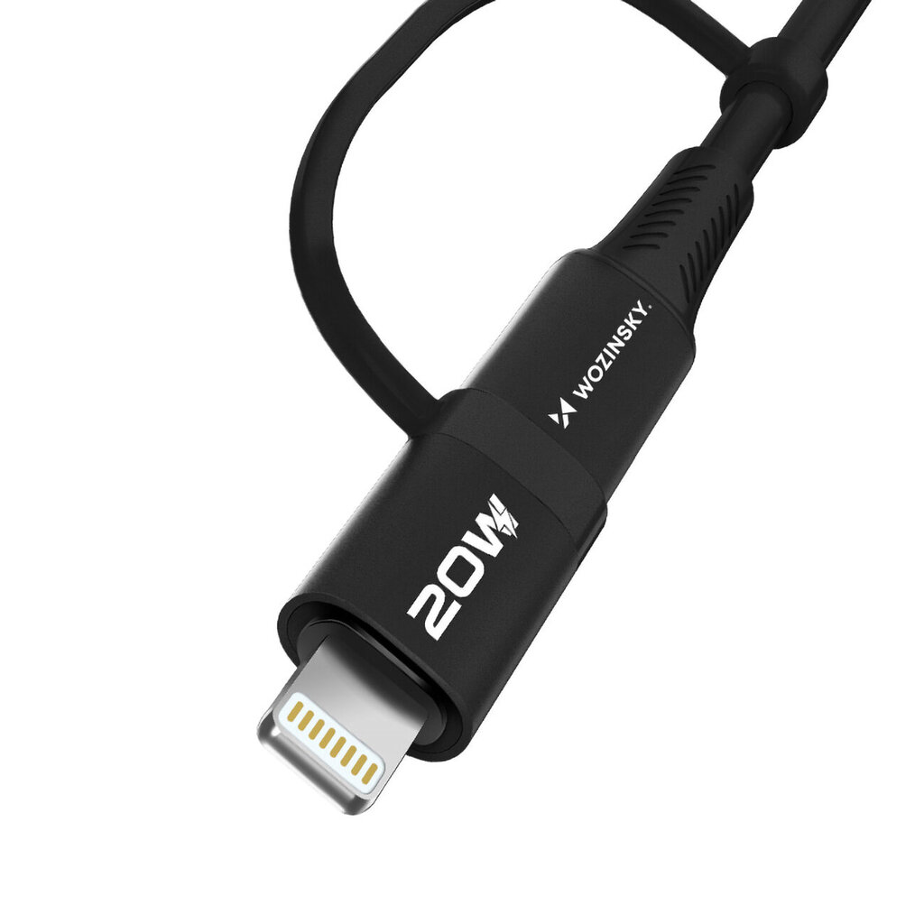 Monikäyttöinen latauskaapeli 4in1 2x USB-C 1x USB-A 1x Lightning 60W 1m, musta hinta ja tiedot | Puhelinkaapelit | hobbyhall.fi