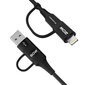 Monikäyttöinen latauskaapeli 4in1 2x USB-C 1x USB-A 1x Lightning 60W 1m, musta hinta ja tiedot | Puhelinkaapelit | hobbyhall.fi